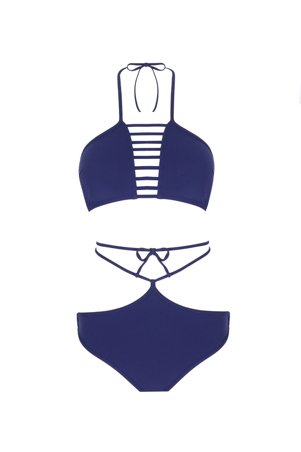 Şeritli Tasarım Bikini - 1