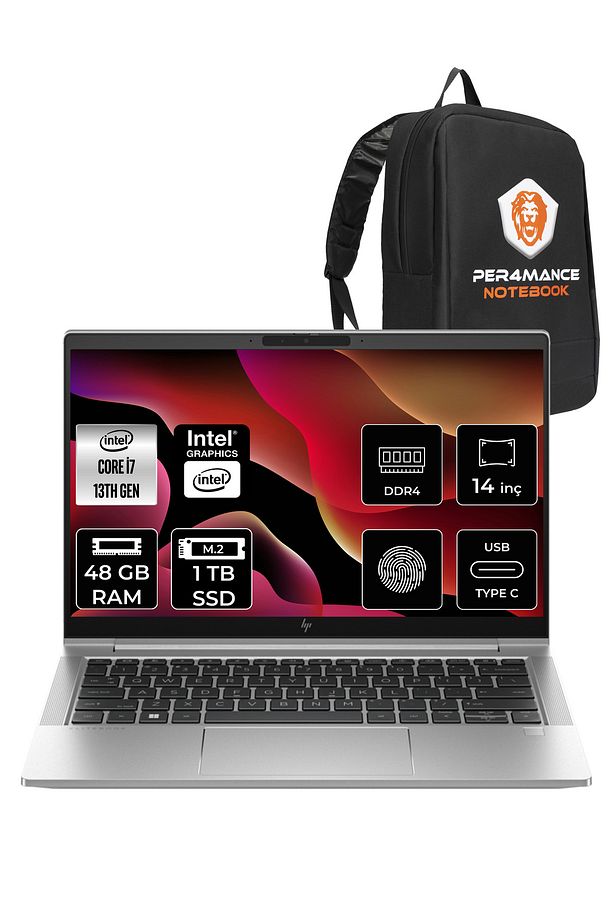 EliteBook 640 G10 i7-1355U 48GB RAM 1TB SSD 14'' FHD FDOS 8A571EA & PER4 ÇANTA - 1