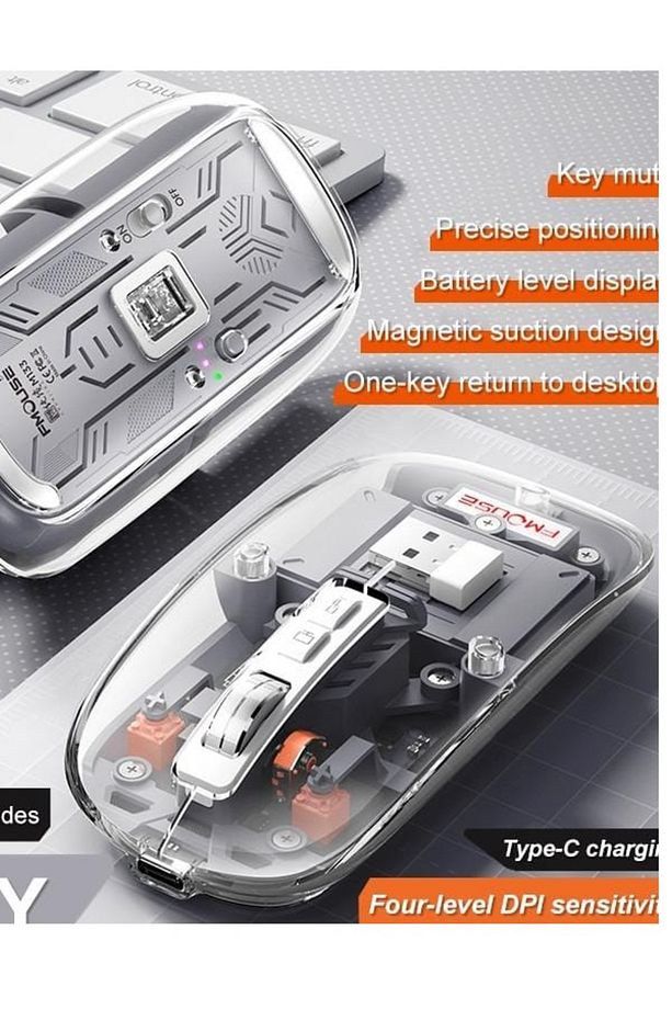 Taşınabilir Kablosuz Mouse USB 2400 dpi Şarj Edilebilir - 6