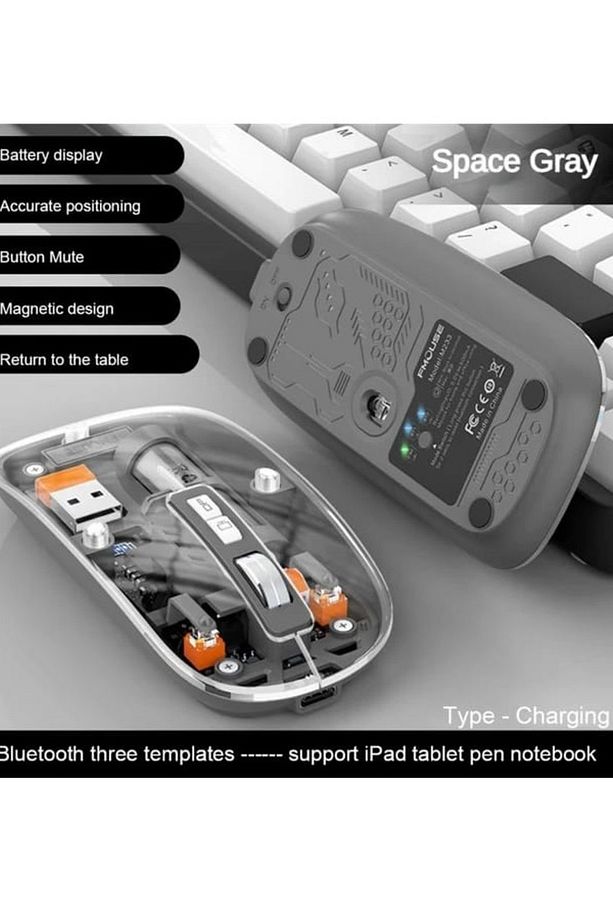 Taşınabilir Kablosuz Mouse USB 2400 dpi Şarj Edilebilir - 4