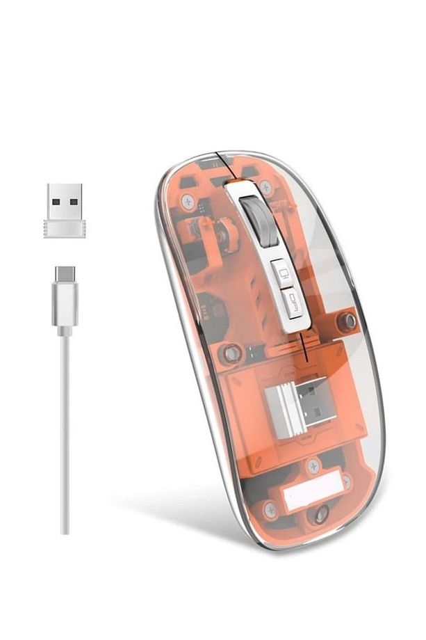 Taşınabilir Kablosuz Maus USB 2400 dpi Şarj Edilebilir Bluetooth Fare RGB Şeffaf  2.4 GHz Dizüstü - 1