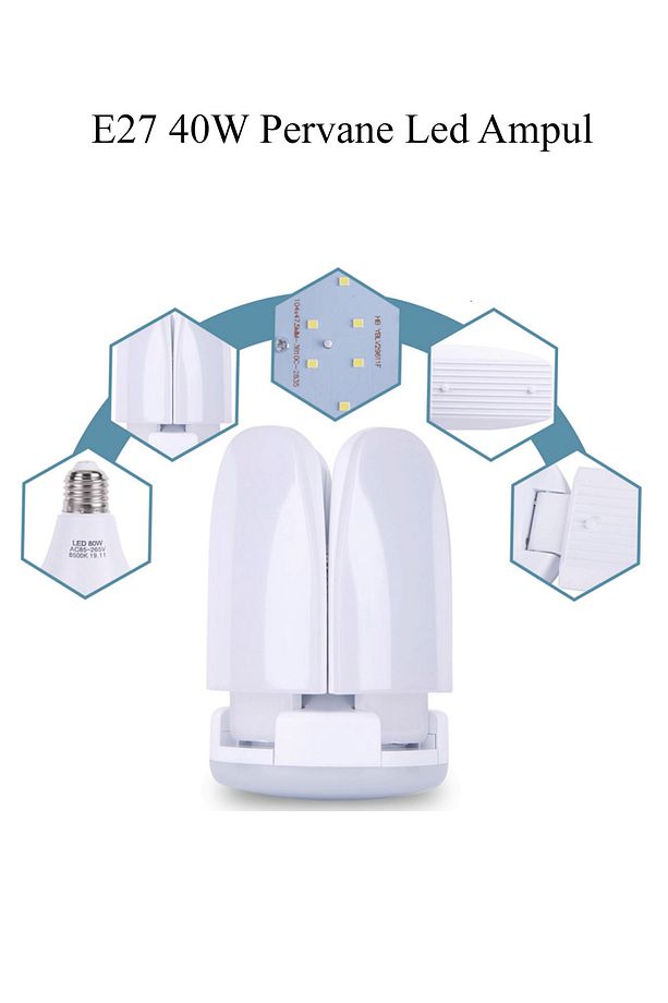 4 Kollu Katlanabilir 4+1 Pervane Led Ampul E27 40W - 2