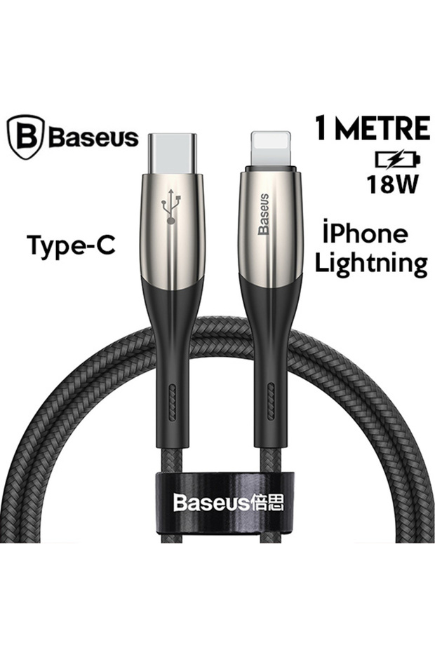 Horizontal USB Type-C to iPhone 11 PRO,XR XS MAX PD18W Hızlı Şarj Kablo 1Metre - 1