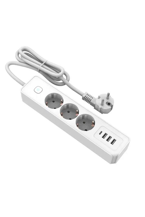 Isıya Dayanıklı Akım Korumalı Power Tuşlu 3'lü Grup Priz 3xUSB 1x Type-C Çıkışlı Priz - 1