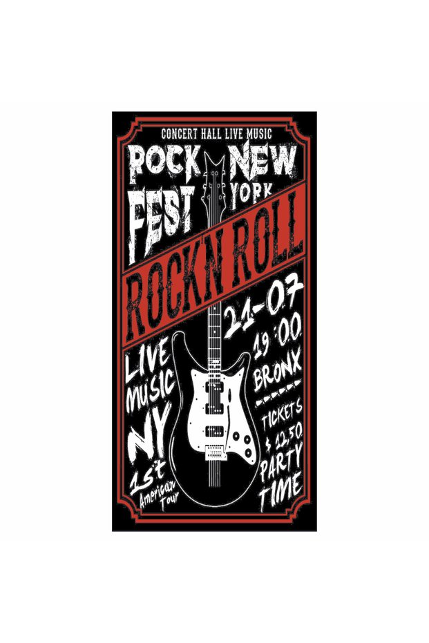 Rock Festival America New York Live Music Guitar Home Decoration Painting Mini Retro Wood Poster