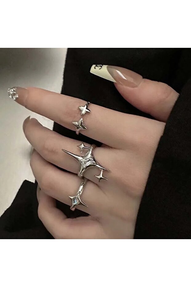 Taşlı Yıldız 3’lü Yüzük Seti - 3