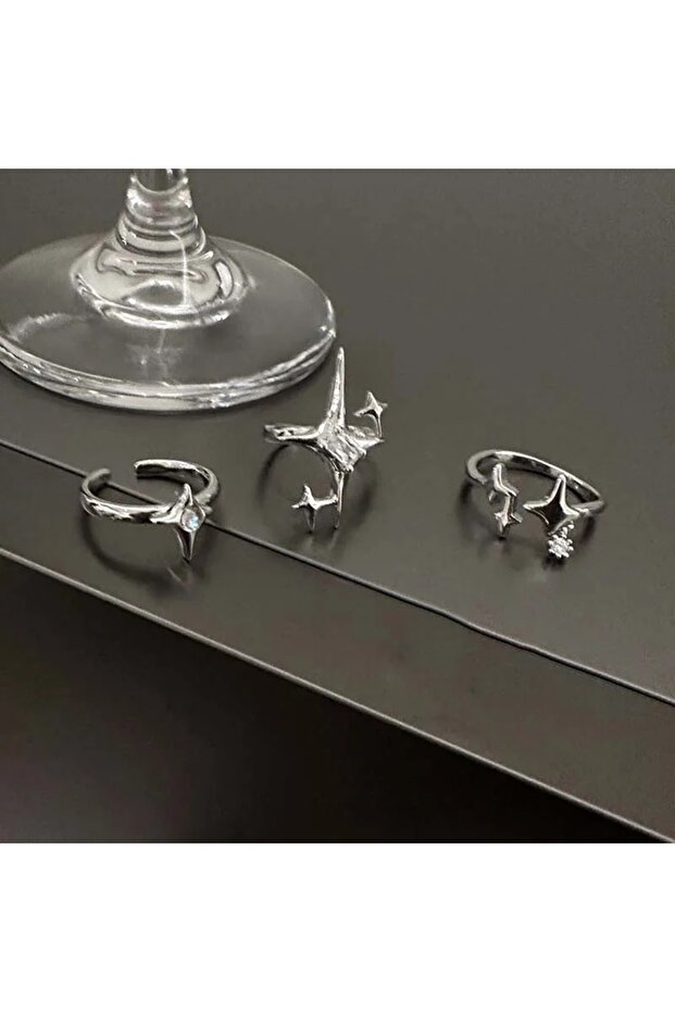 Taşlı Yıldız 3’lü Yüzük Seti - 2