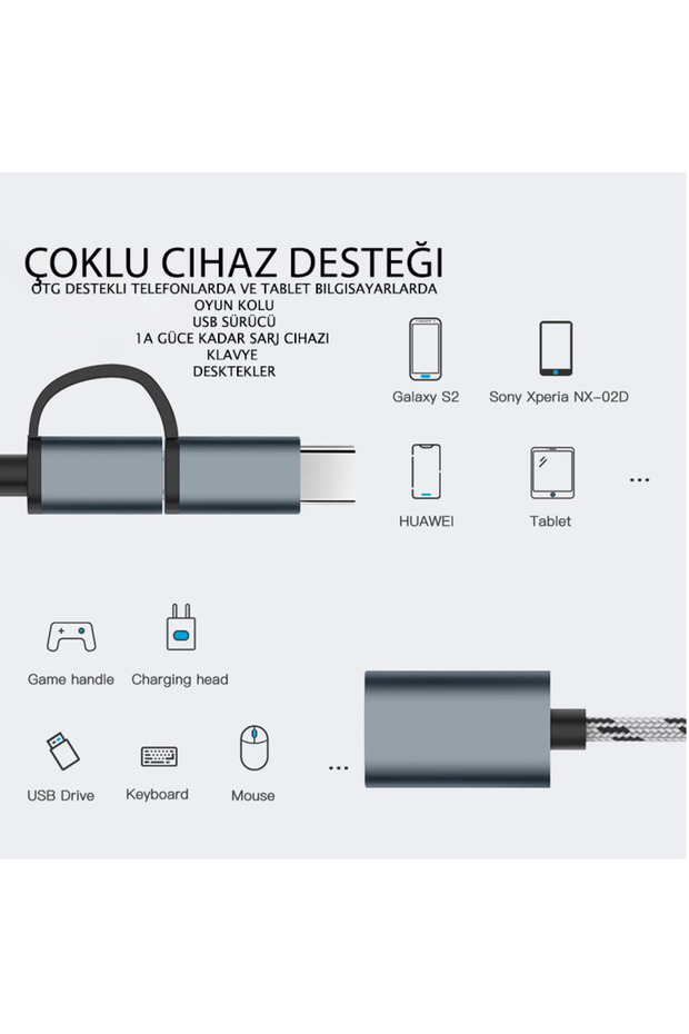 Sline TYPE-C OTG KABLO FLASH BELLEK BAĞLAMA KABLOSU USB 3.0 2 IN 1 MICRO USB - 5