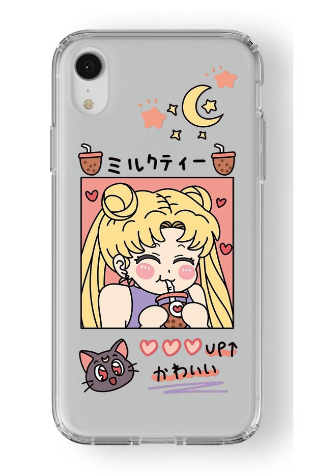 iPhone Xr Compatible Kawaii Girl Design Printed Transparent Case