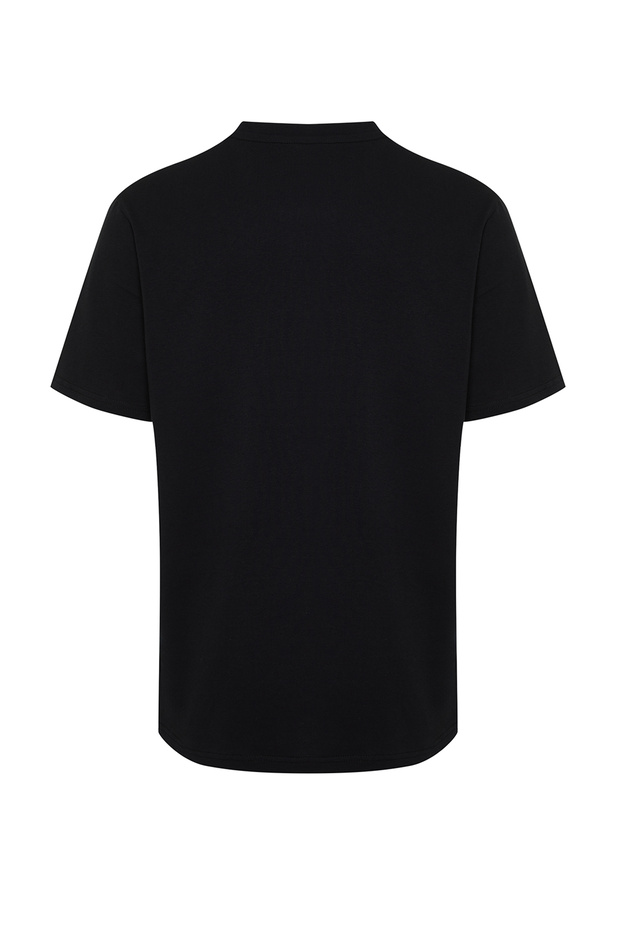 Siyah Regular/Normal Kesim Kurt Nakışlı %100 Pamuklu T-Shirt TMNSS24TS00056 - 8