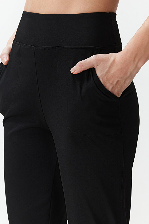 Siyah Dalgıç/Scuba Kumaş Rahat Kesim Örme Spor Eşofman Altı THMSS24EA00001 - 6