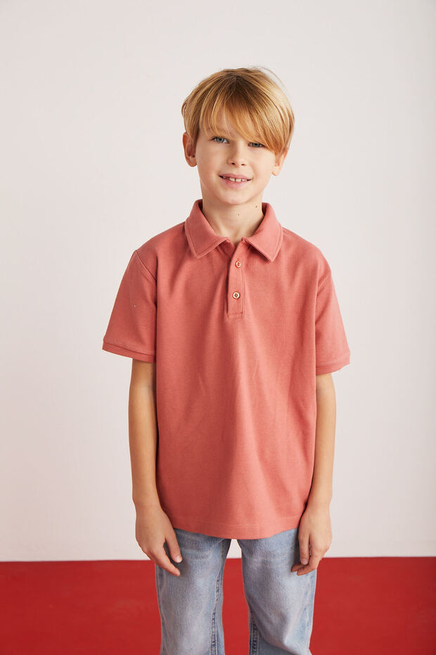ETHEL-GRM24002 100% cotton short-sleeved polo collar tshirt Tile - Grimelange Polo Collar T-shirt