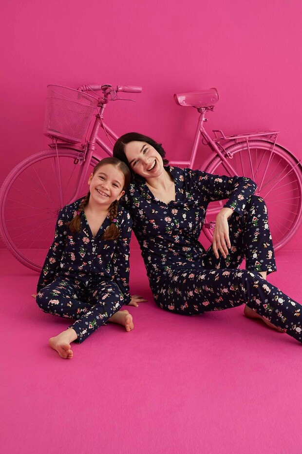 PAMUKLU DÜĞMELİ PİJAMA TAKIM - 1