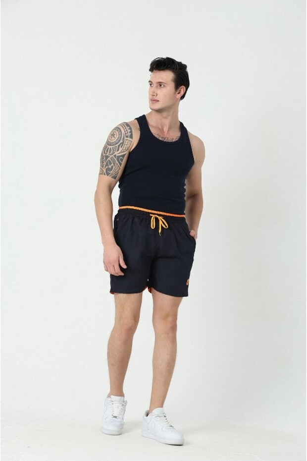 Men's Lined Garnished Embroidered Pool-Sea Shorts