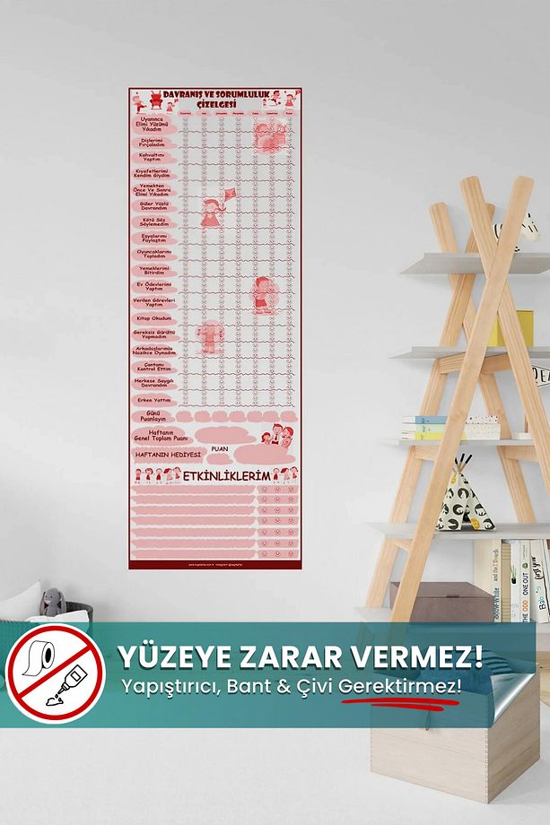 Çocuk Eğitimi için Davranış, Sorumluluk ve Etkinlik Planlayıcı - Yapışkansız Tutunan Akıllı Kağıt - 1