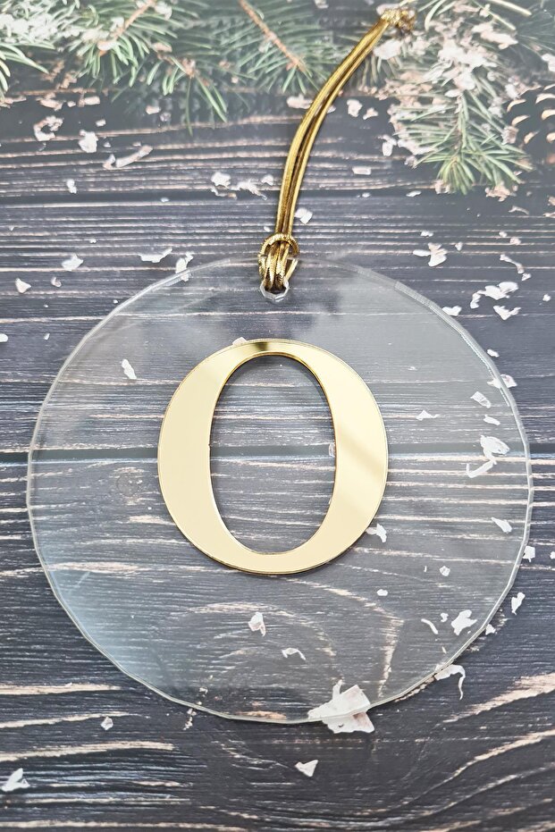 New Year's Tree Ornament with Initials - Gold Initial New Year's Ornament