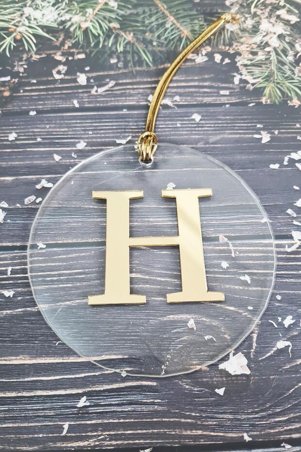 New Year's Tree Ornament with Initials - Gold Initial New Year's Ornament