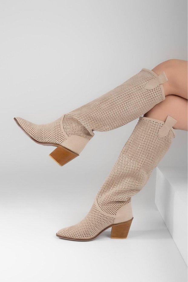 Mila Long Summer Boots - Beige