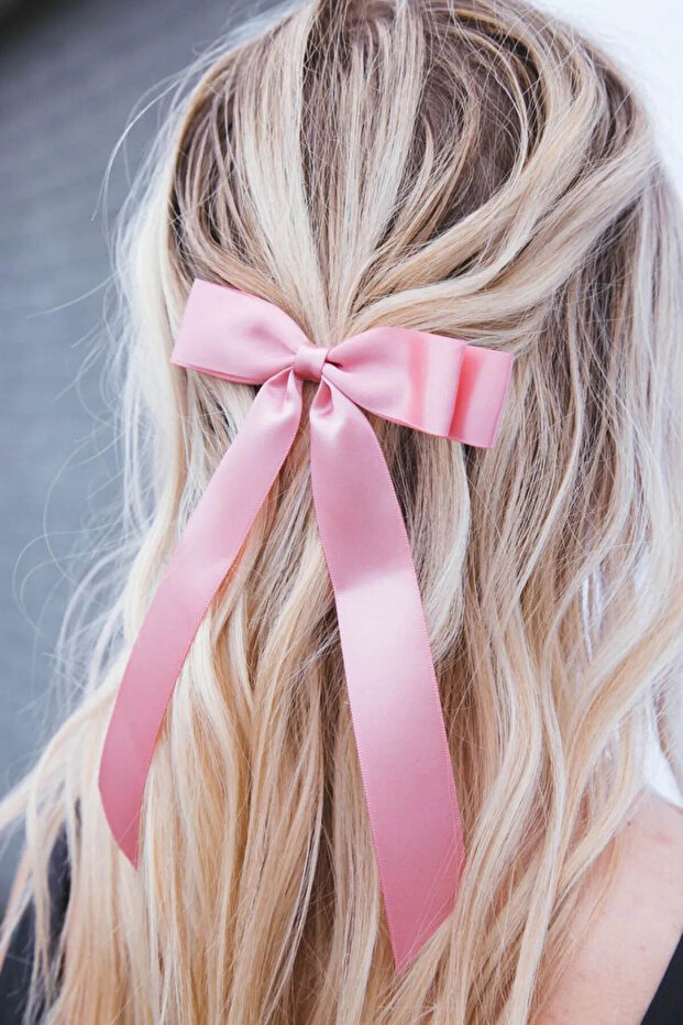 Satin Women's Bow Buckle Hair Accessory Automatic Buckle Pink
