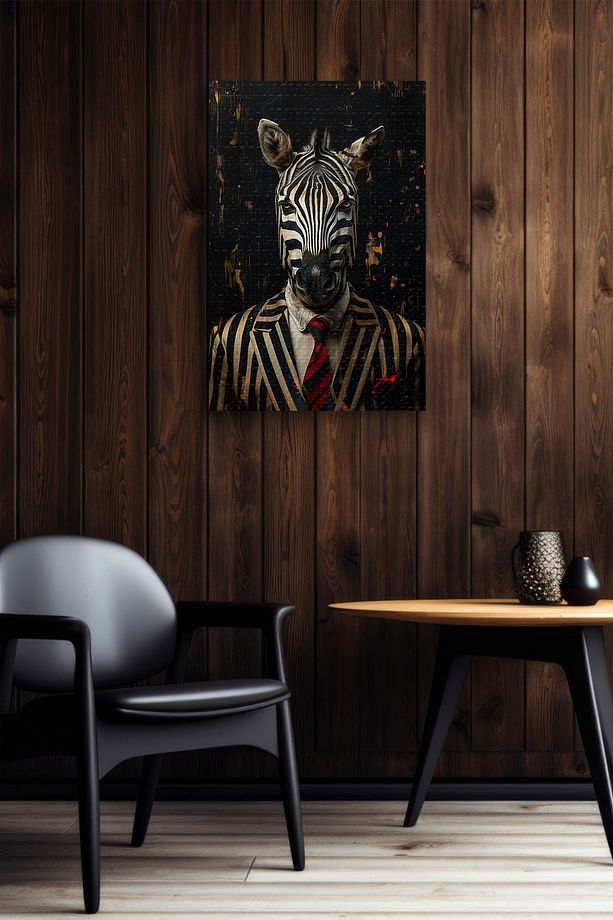 Modernist Çizgili Takım Zebra Yağlı Kanvas Tablo - 6