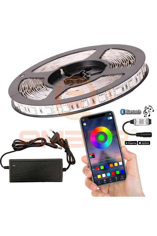 Bluetoothlu Ve Müziğe Duyarlı Rgb Şerit Led Set Tak Çalıştır 5050 3 Çipli Silikonsuz 6-10 Metre - 1