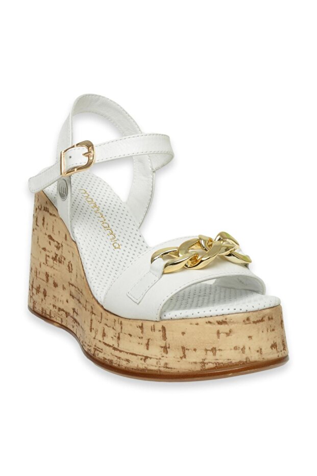 D24Ys-1415Z Wedge Heel White Women's Sandals