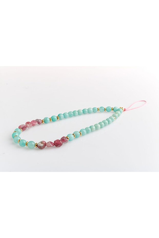 Amazonite, Tourmaline Natural Stone Phone Lanyard