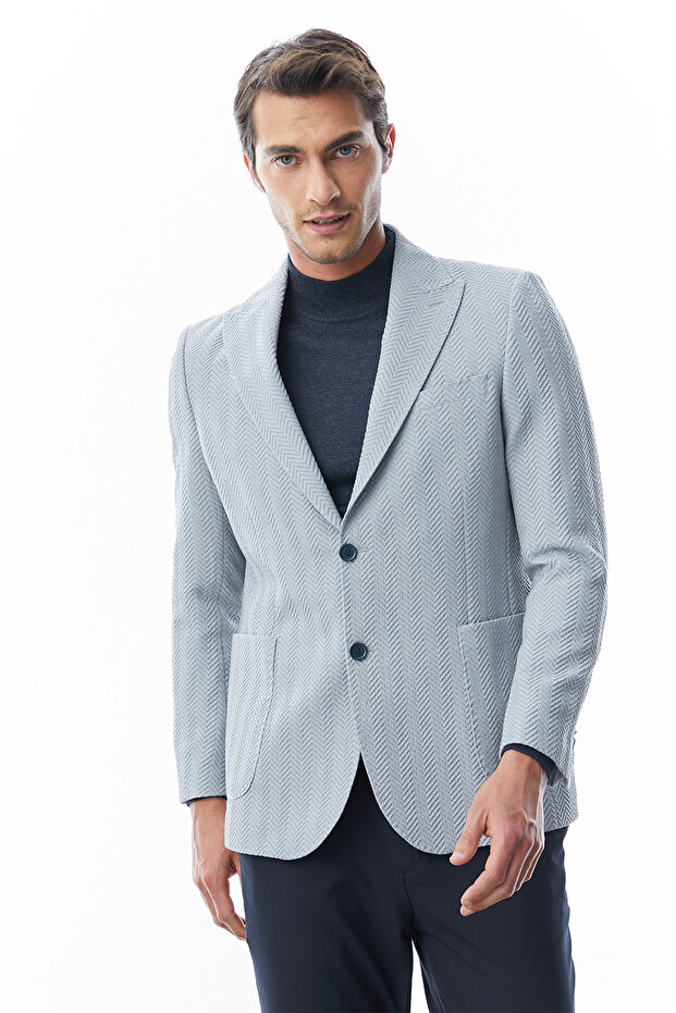 Herringbone Patterned Jacket - 2