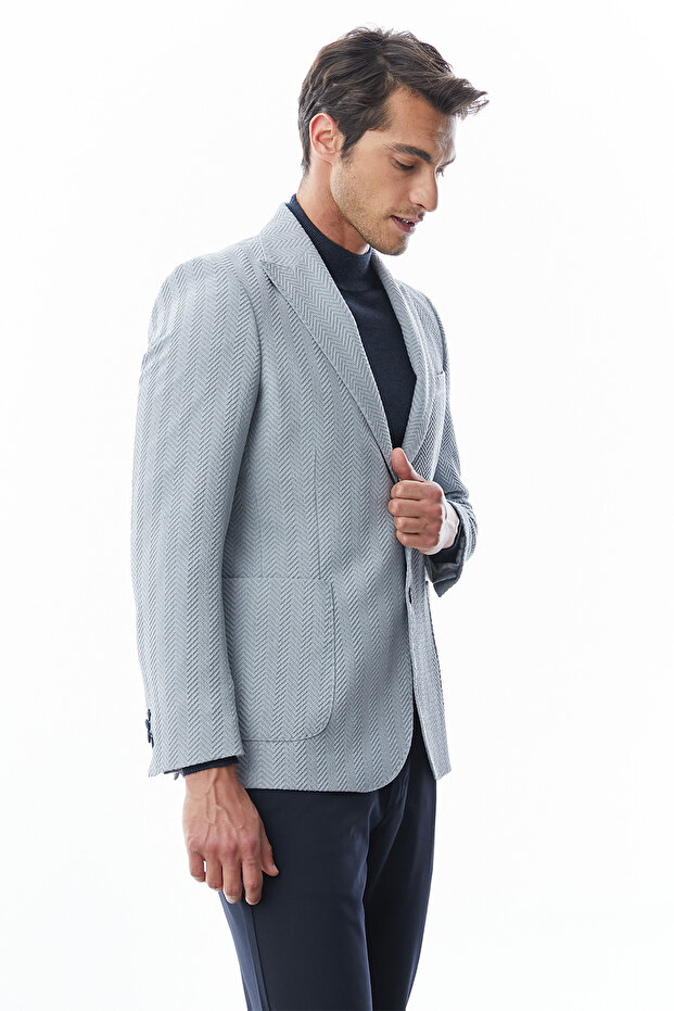Herringbone Patterned Jacket - 5