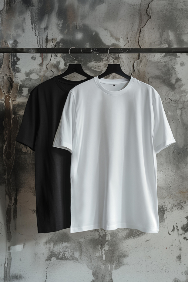 Unisex Siyah-Ekru Oversize 2'li Paket Basic %100 Pamuklu T-Shirt TMNSS24TS00038 - 1