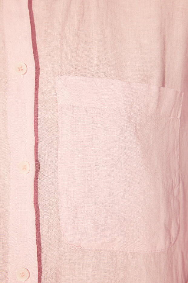 Pembe %100 Keten Oversize Gömlek TWOSS23GO00443 - 4