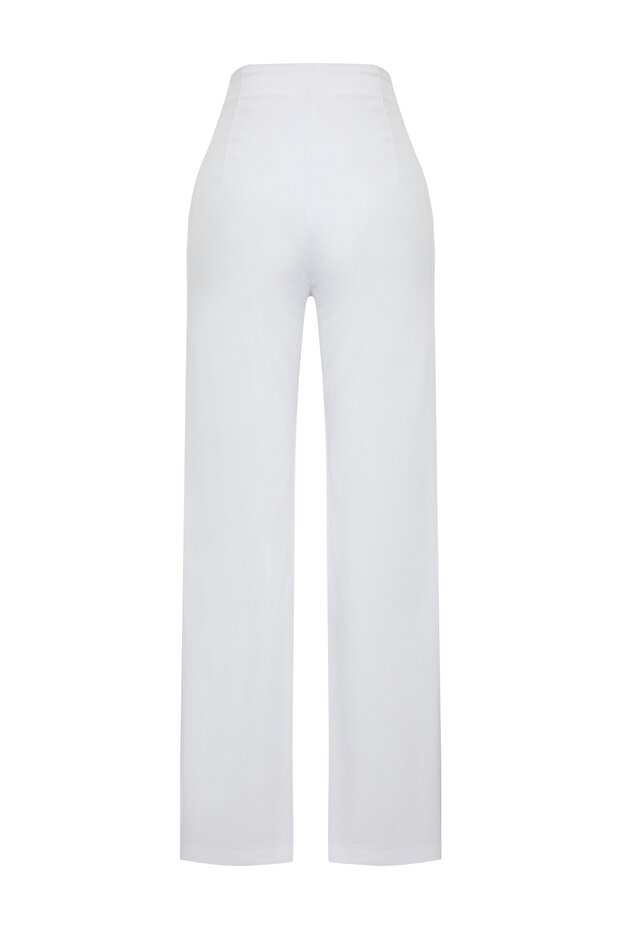 Limited Edition Ekru Nervürlü Dokuma Kumaş Pantolon TWOSS24PL00103 - 10