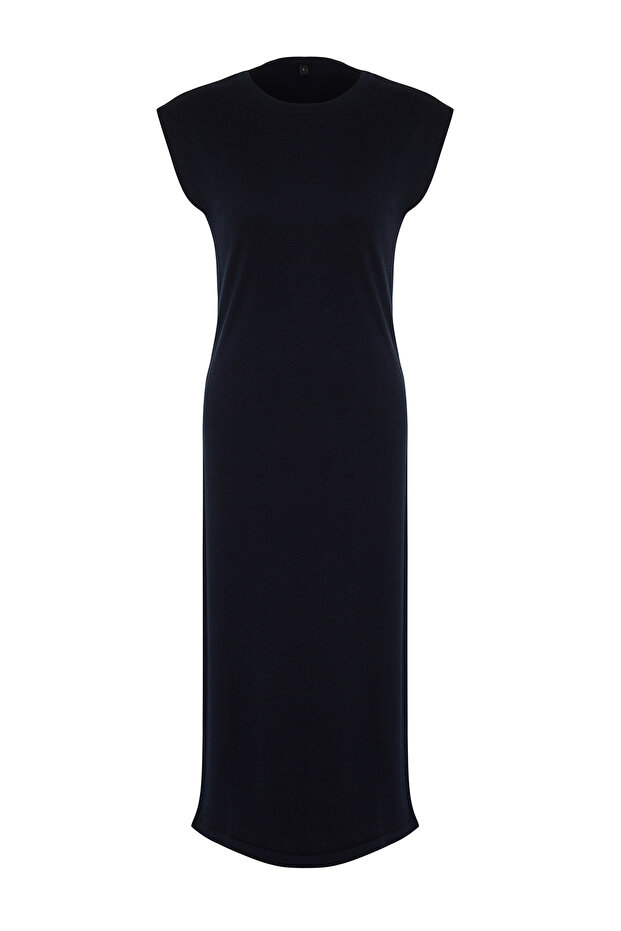 Lacivert Maxi Triko Premium Kalite Elbise TWOSS24EL00301 - 9
