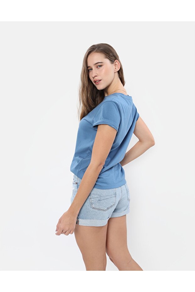 Navy Blue Women's / Girls' T-Shirt U-0300-8916