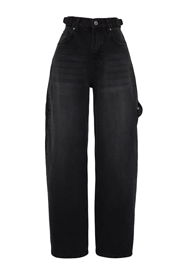 Siyah More Sustainable Bol Kesim Yüksek Bel Loose Baggy Jeans TWOAW24JE00308 - 7