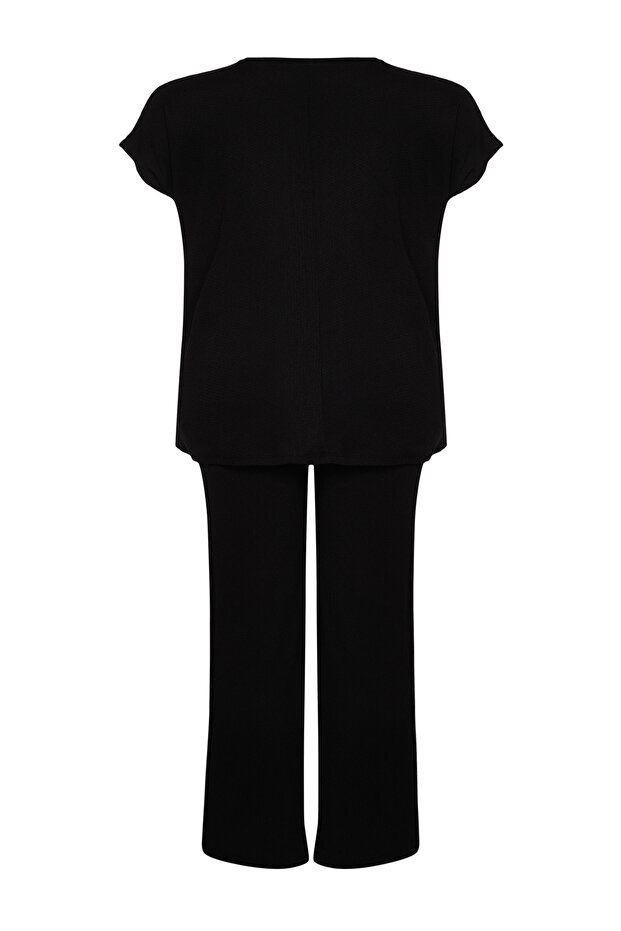 Siyah T-shirt-Pantolon Örme Mevsimlik Alt-Üst Takım TBBSS24CP00003 - 8