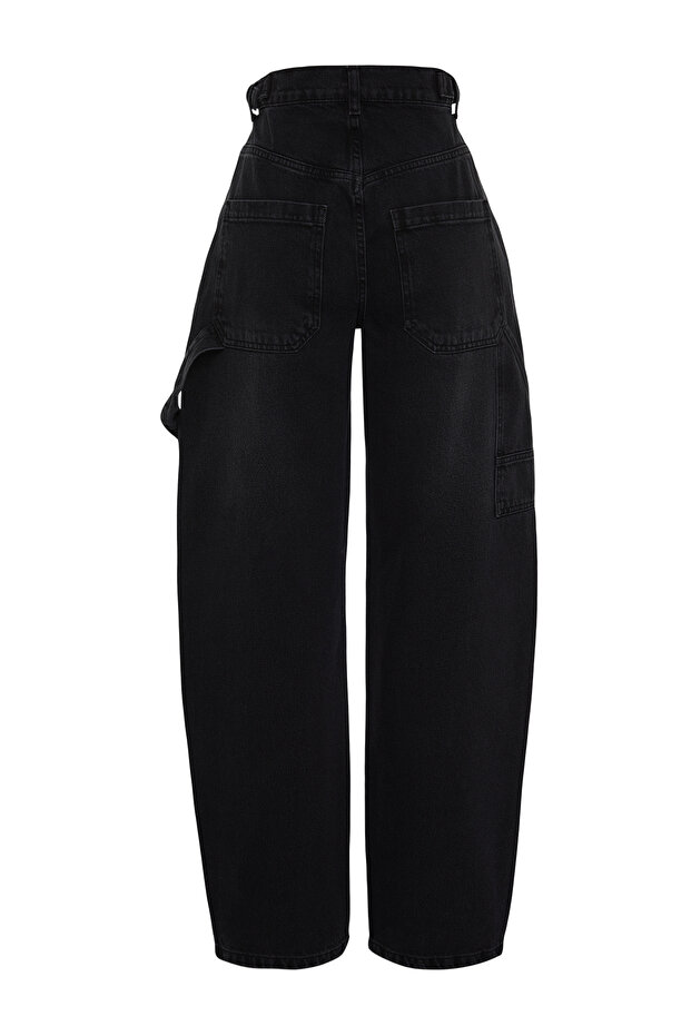 Siyah More Sustainable Bol Kesim Yüksek Bel Loose Baggy Jeans TWOAW24JE00308 - 8