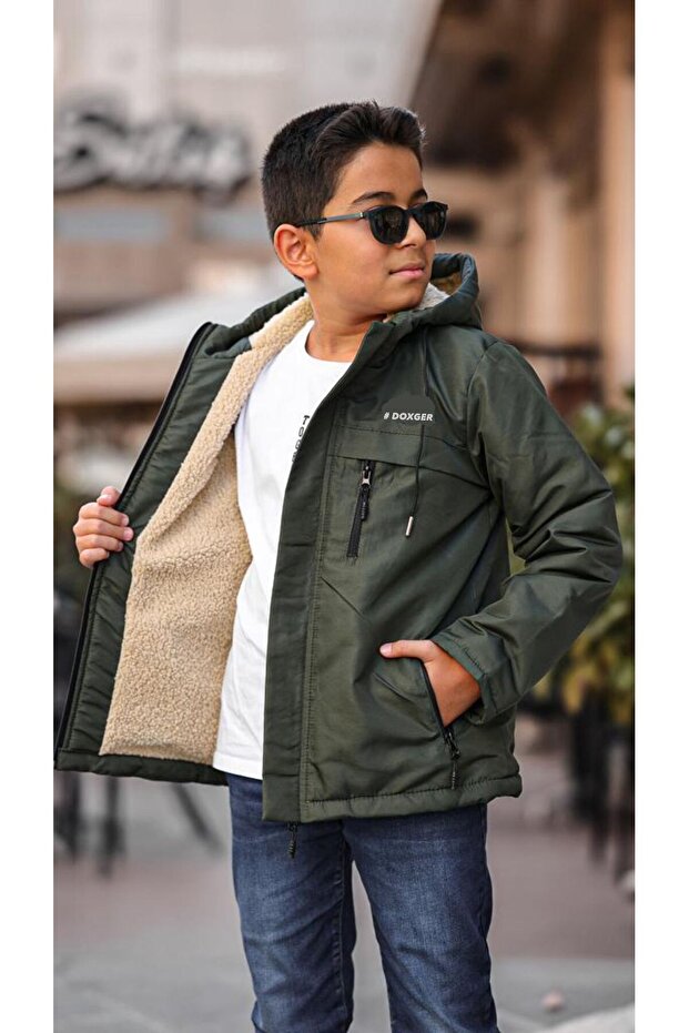 معطف شتوي للأطفال مع فرو من الداخل - 2