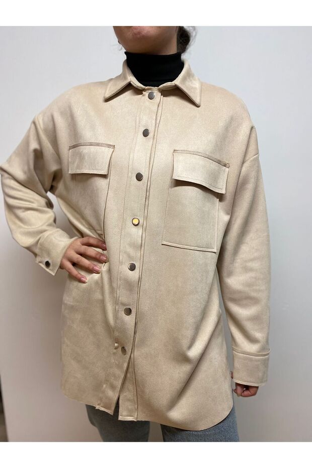 Süet Görünümlü Gömlek - 1