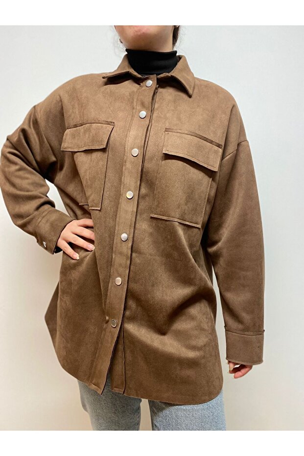 Süet Görünümlü Gömlek - 1