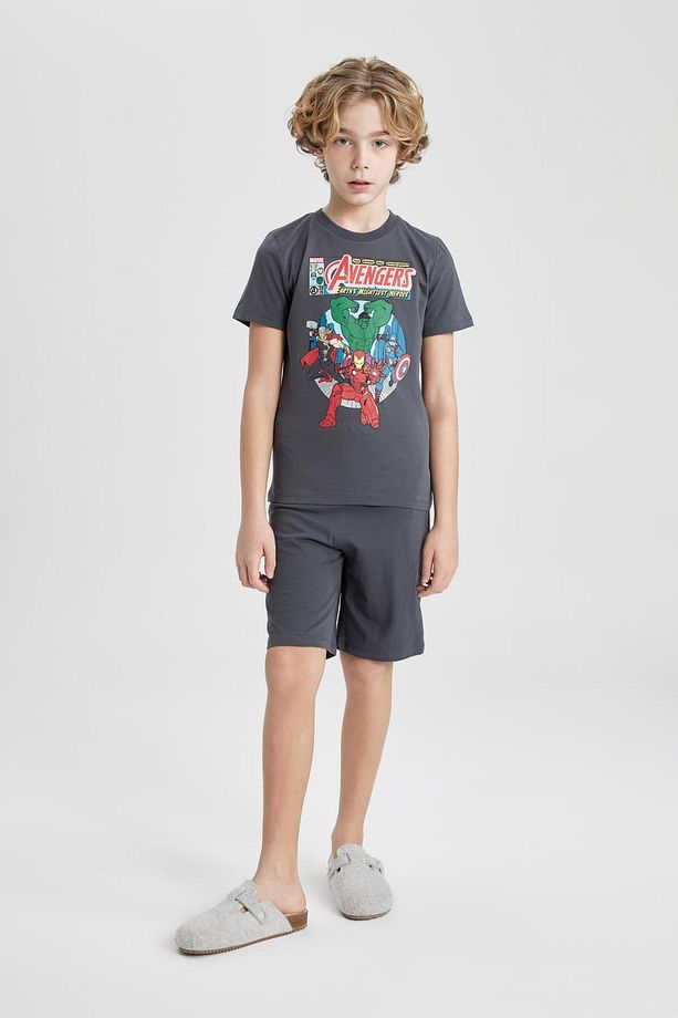 Erkek Çocuk Marvel Avengers Pijama Takımı Kısa Kollu Üst Şort C0992a824sp - 1