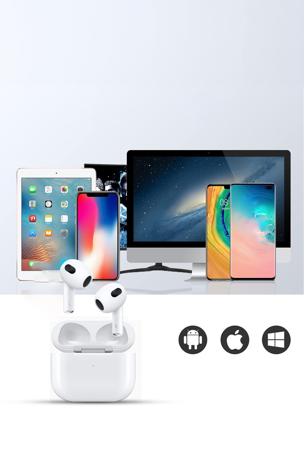 Ios Android Uyumlu 3. Nesil Beyaz Wireless Şarjlı Bluetooth Kulaklık Apple Samsung Uyumlu - 4