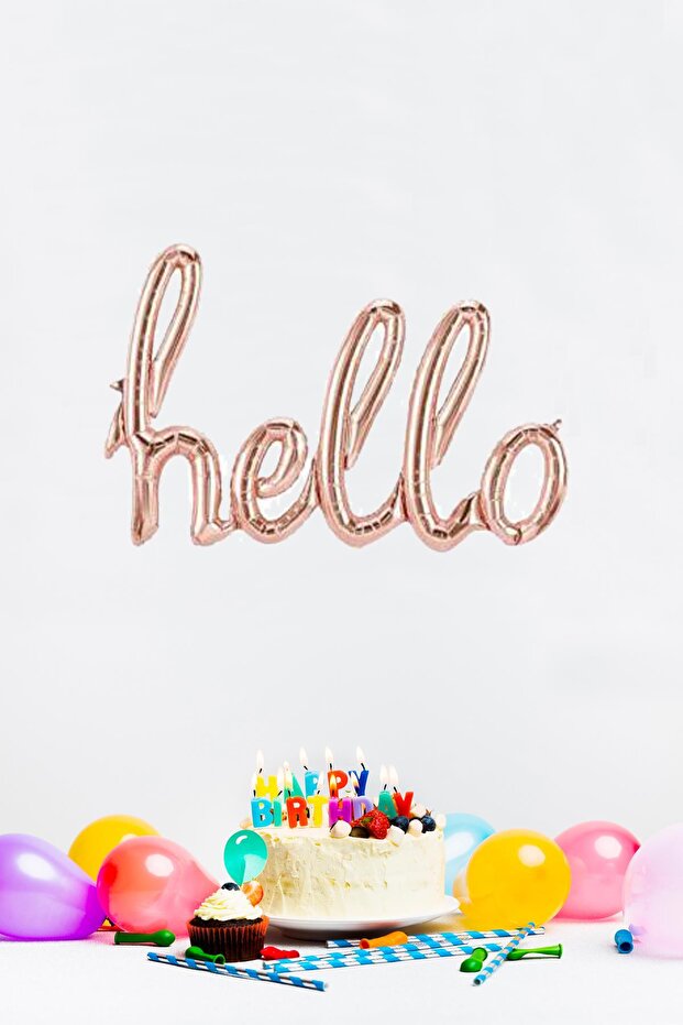 Rose Gold Hello Handwritten Foil Balloon