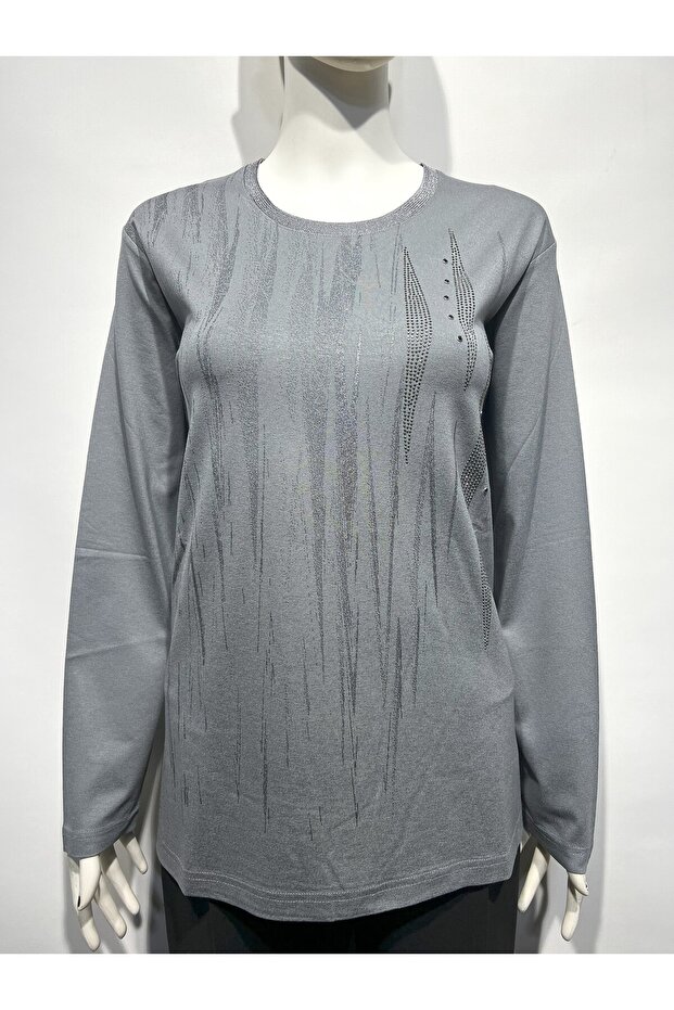 Taşlı Penye Bluz - 1