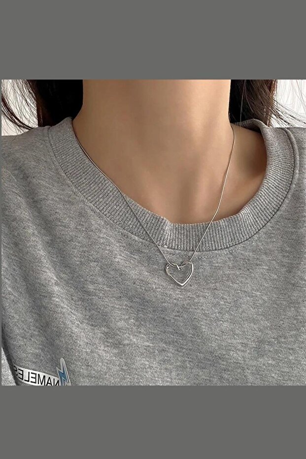 Gümüş 3 boyutlu kalp düğüm kolye cn23e23 - 3