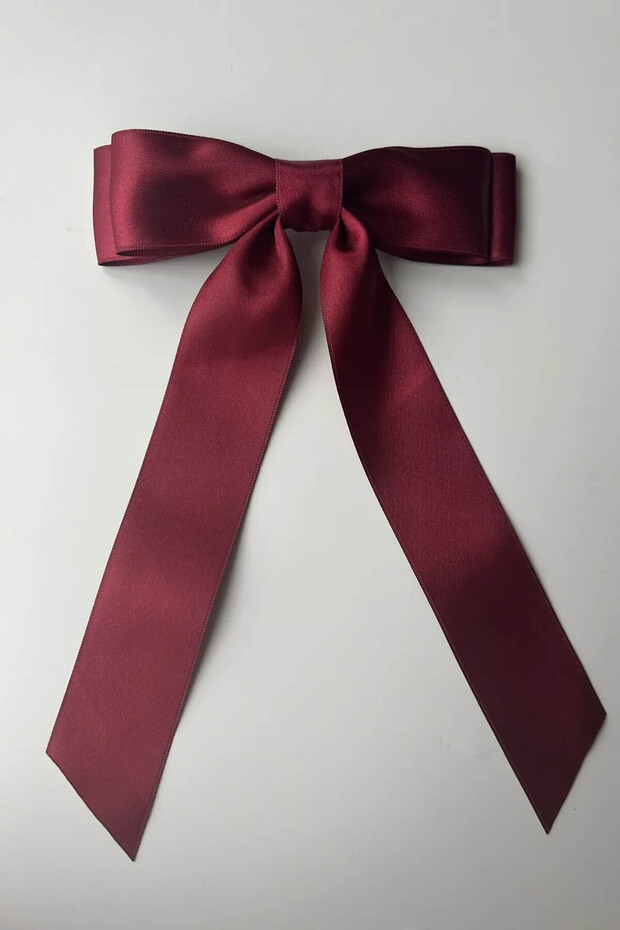 Automatic Bow Barrette Hair Accessory for Women Burgundy