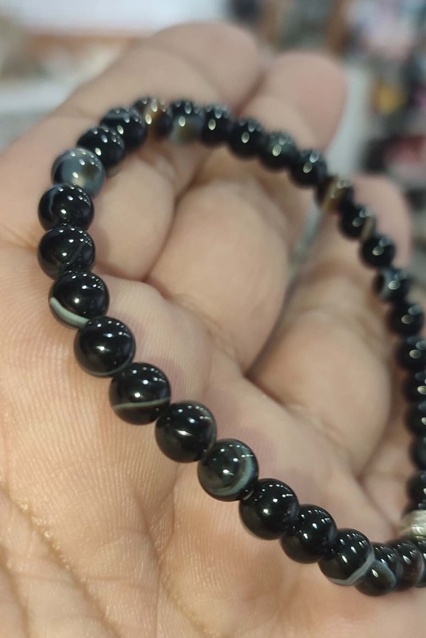 6 mm Black Agate - Natural Stone Bracelet