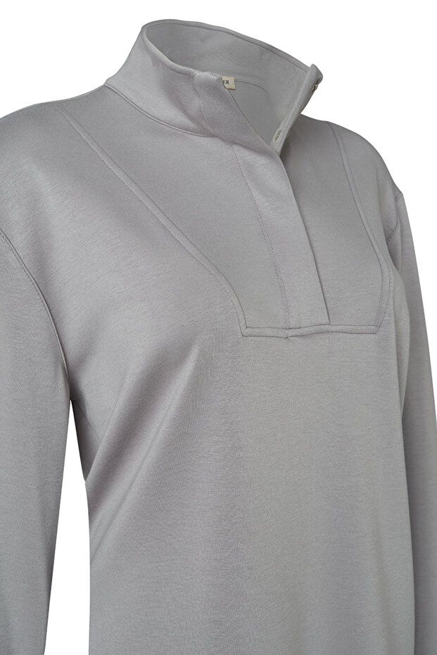 Dik Yaka Örme Sweatshirt - 2