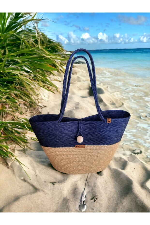 Large Size Women's Straw Beach Baby Care Bag with Round Rope Strap, Handmade Bag, Handle Bag