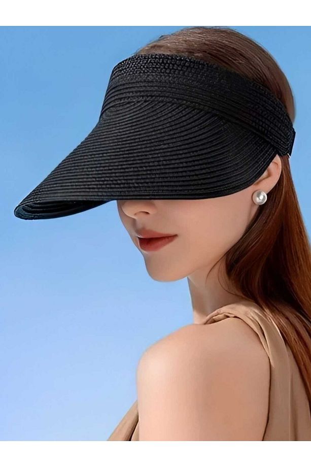 Kadın Katlanabilir Model Hasır Vizör  Şapka - 7